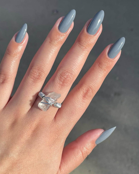 spring nail color trends 2026 fog blue polish