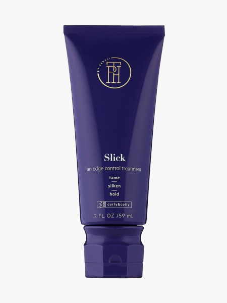 TPH by Taraji Slick Edge Control dark purple tube on light gray background