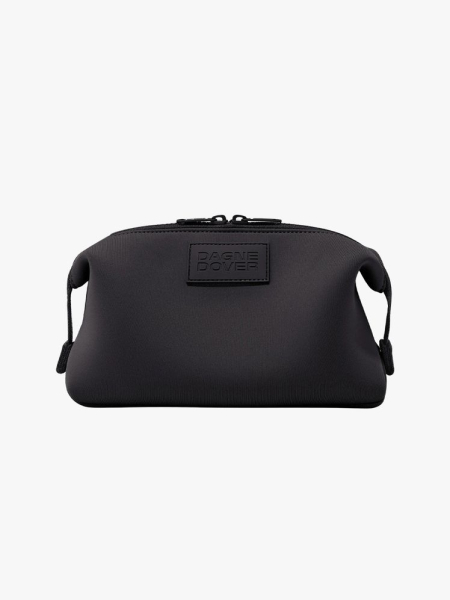 Dagne Dover Hunter Toiletry Bag black bag on light grey background