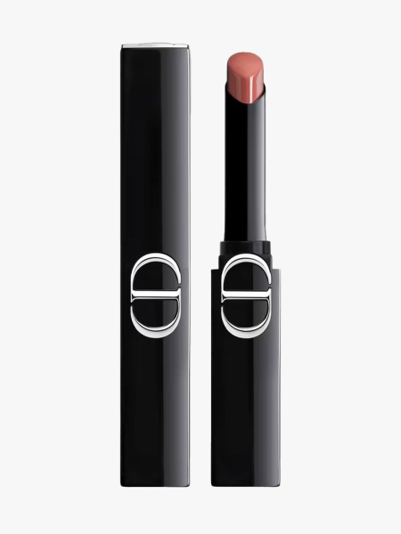 Dior Rouge Dior On Stage Lipstick in Confident Nude in branded component on a light gray background